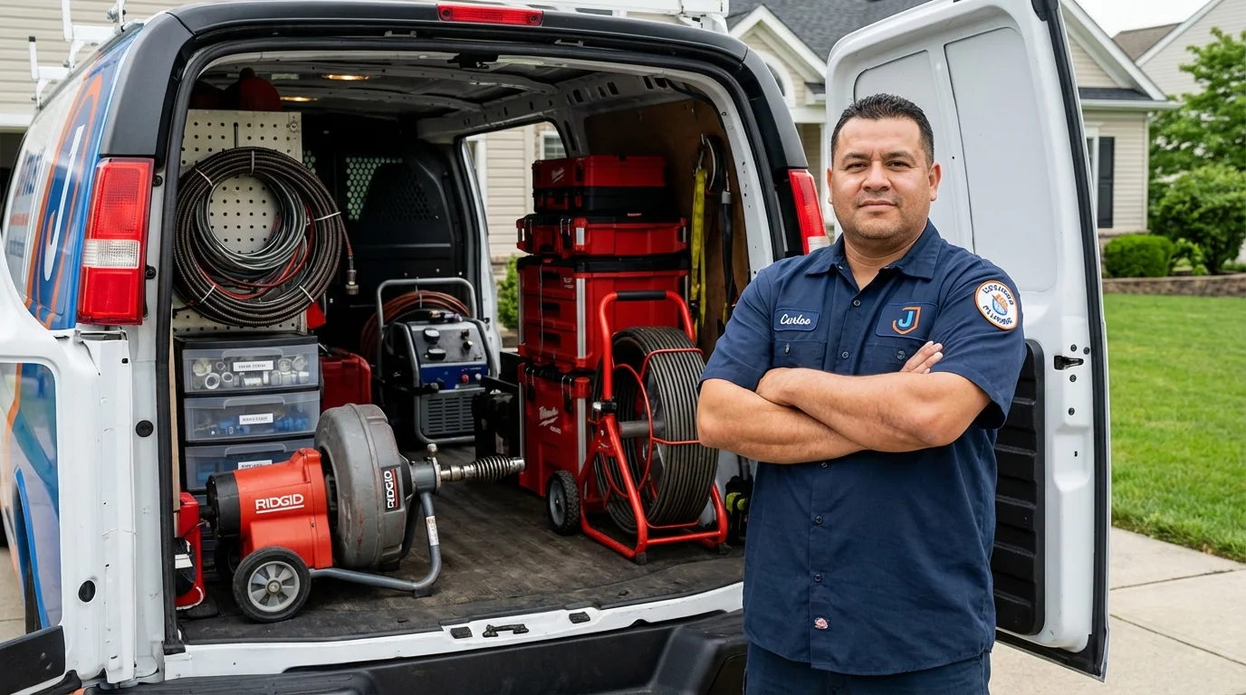 Professional drain cleaning equipment and Johns Plumbing LLC plumber in Cibolo