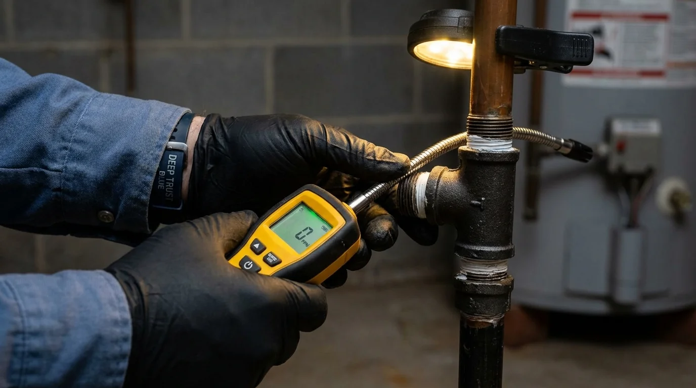 Gas leak detection with electronic sniffer by Johns Plumbing LLC in Cibolo