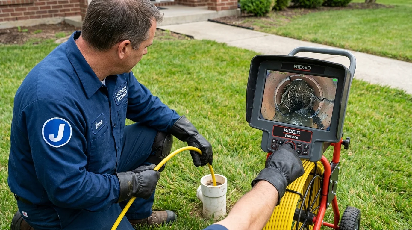 Sewer camera inspection being performed by Johns Plumbing LLC in Cibolo